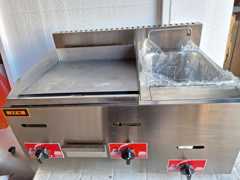 Газов фритюрник + скара гладка 2 в 1 дюнер,котлон