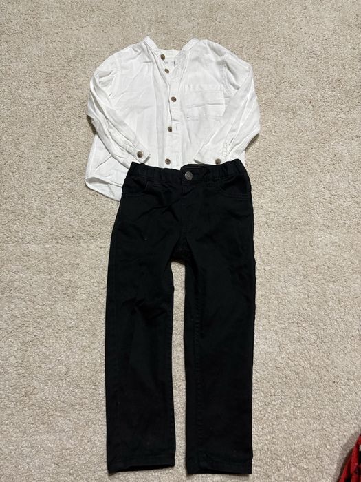 Camasa alba si pantaloni negri 2-3 ani H&M