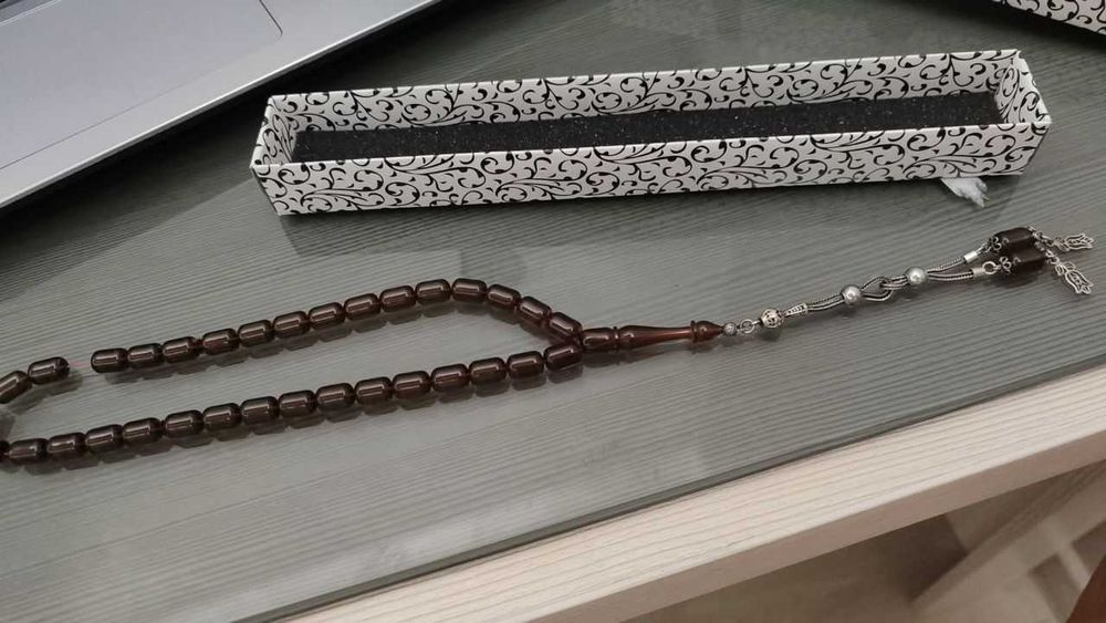 Четки тасбех серебро и камень натуральный полировка