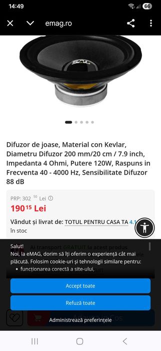 Vînd 2 difuzoare de joase