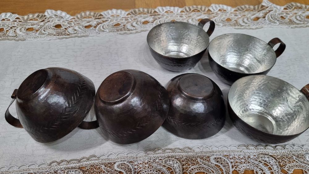 Ръчно изработен меден сервиз за кафе - джезве и 6 чаши