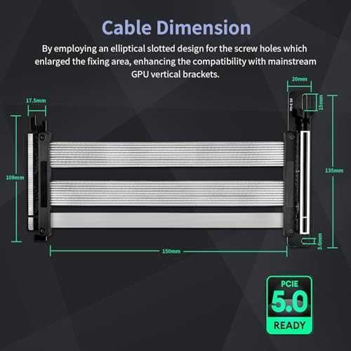 Стойка за вертикален монтаж на видео карта ConnBull PCIE 5.0 Riser Cable 300 mm 128 GB/s