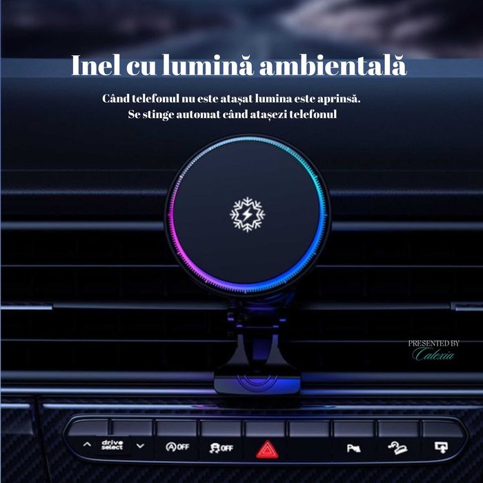 Incarcator Fast Charge,Wireless, Auto, Cu racire telefon+Inel magnetic