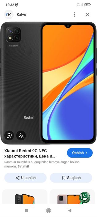 Redmi 9C 3/32 Holati: Yaxshi