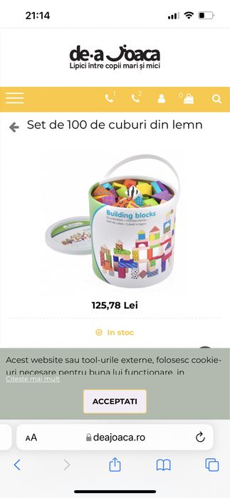 Jucarii lemn - Building blocks - Eichhorn set 100 piese la galetusa