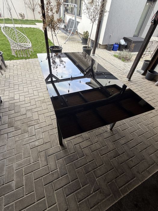 Masa mare 220x120 gradina terasa sticla groasa