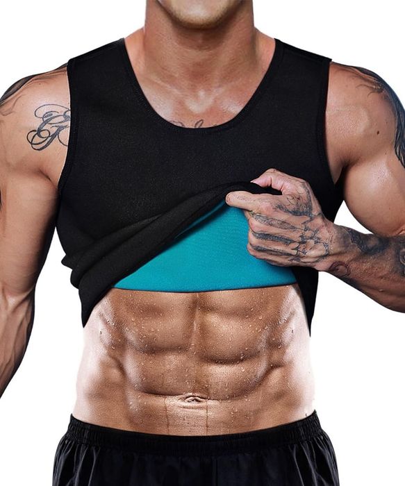 Vestă sauna neopren bărbați Compresie Modelatoare cu fermoar - Negru