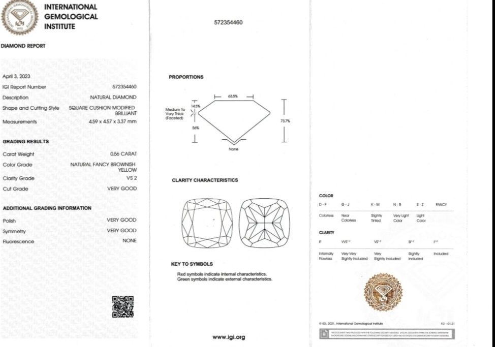Diamant natural 0.56 ct Fancy brownish yellow VS2