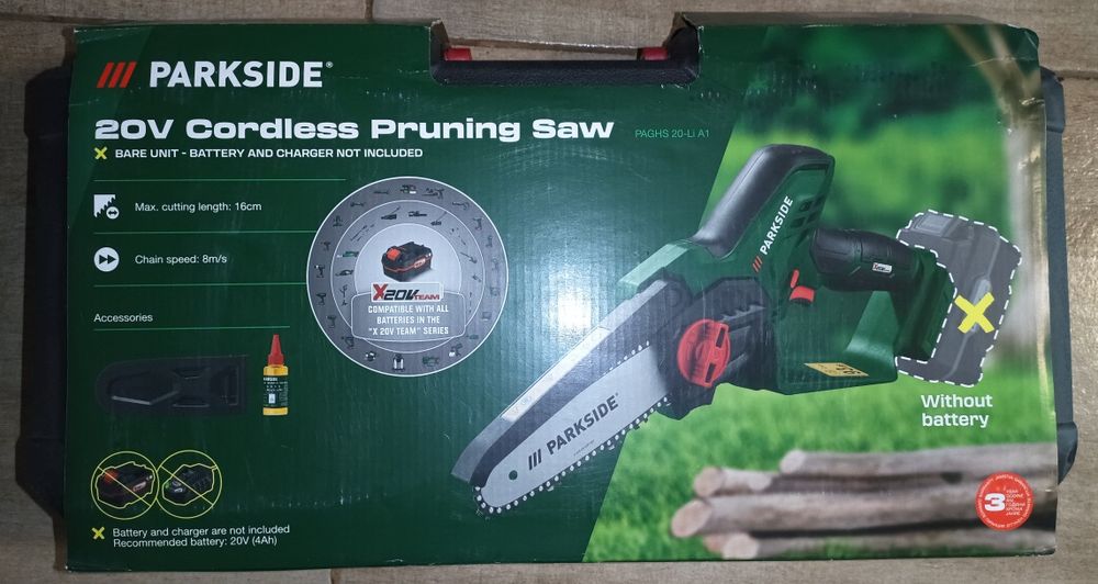 Parkside mini drujba electrica pe baterie 20V 2A 4A 8A ferastrau lant