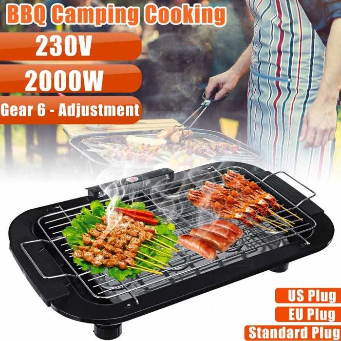 Электрический гриль-барбекю мангал кебаб 2000w barbeque grill pl5
