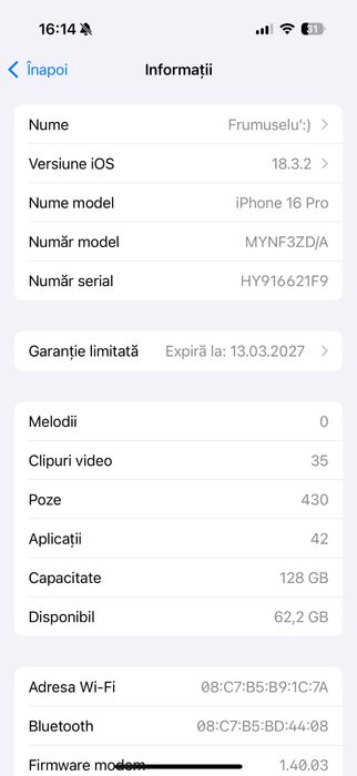 Iphone 16 PRO - desert titanium NOU