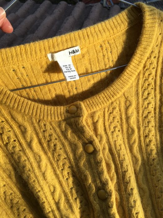 Дамска  кроп жилетка ангора 50% в цвят горчица