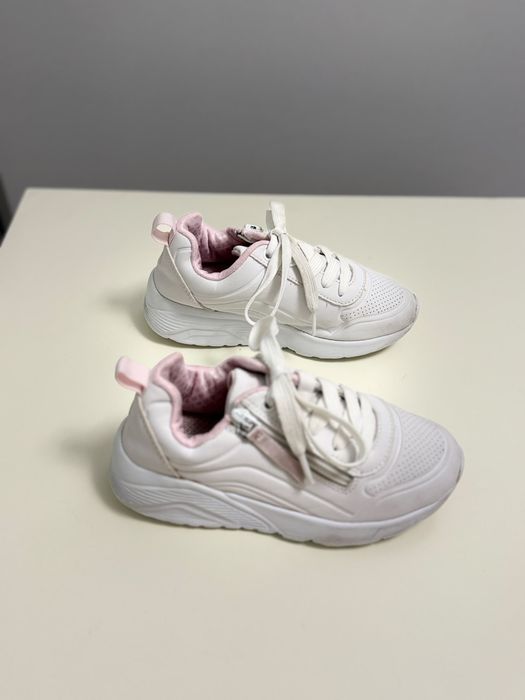 Skechers adidași sport albi fete cu fermoar și șireturi, mărimea 30 (19 cm)