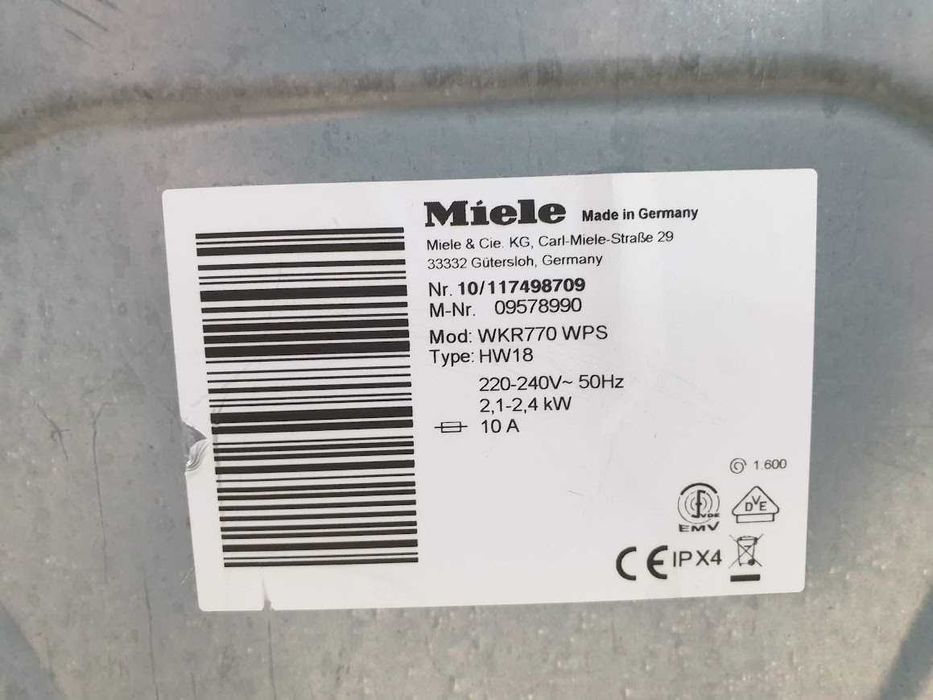 9кг - Miele - Пара - TwinDos - Подсветка - Пералня Миеле 12м Гаранция