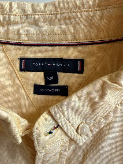 Чисто нова мъжка риза Tommy Hilfiger 80's Two Ply с къс ръкав, жълта, жълт цвят, размер XXL,  дизайнерска