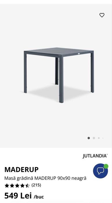 Set terasa Jysk (masa, 2 scaune cu perne)
