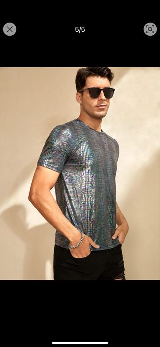 Мъжка Тениска Принт Крокодил Фешън T Shirt Гланелка Блуза