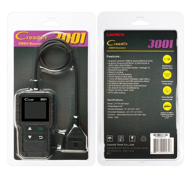 LAUNCH X431 Creader 3001 OBD scaner erori OBDII/EOBD -full ENGINE