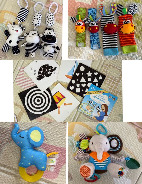 Набор игрушки, карточки для новорожденных детей +joonies NB подарок