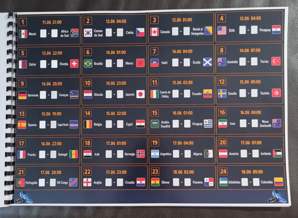 Poster / Program Meciuri Cupa Mondială 2026 - A3 Color Spiralat (Pronosticuri)