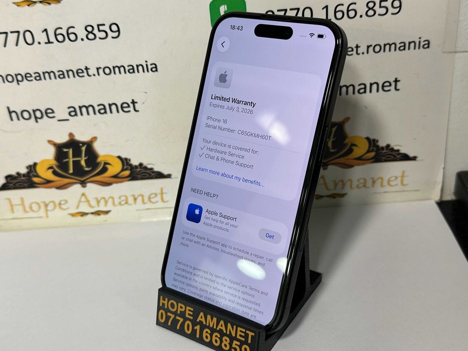 Hope Amanet P10/iPhone 16 128GB Garantie Apple