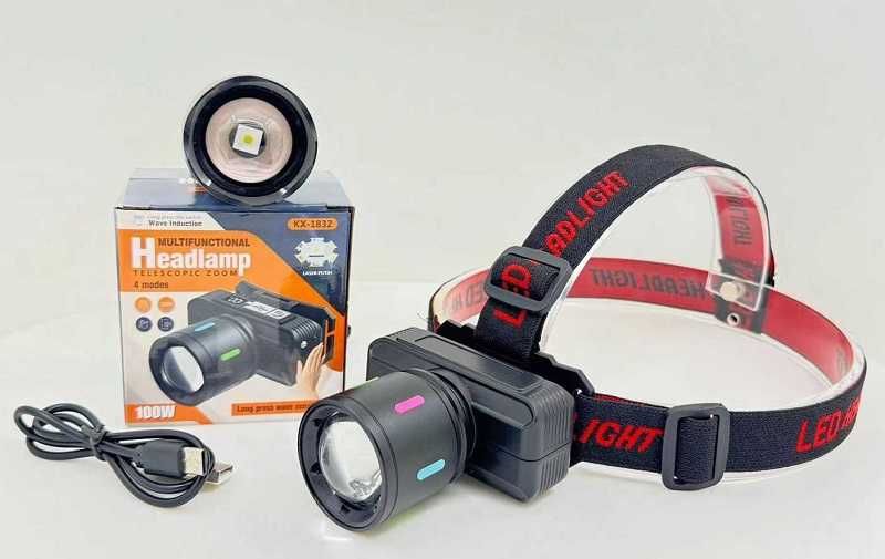 Lanterna Frontala Led Cree Laser Zoom Senzor Miscare Acumulator 18650