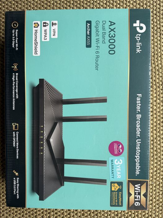 Router Wireless TP-Link Archer AX55, AX3000, Wi-Fi 6 – NOU, SIGILAT în țiplă