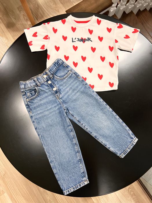 Zara 104 комплект джинсы,футболка futurino на 4 года