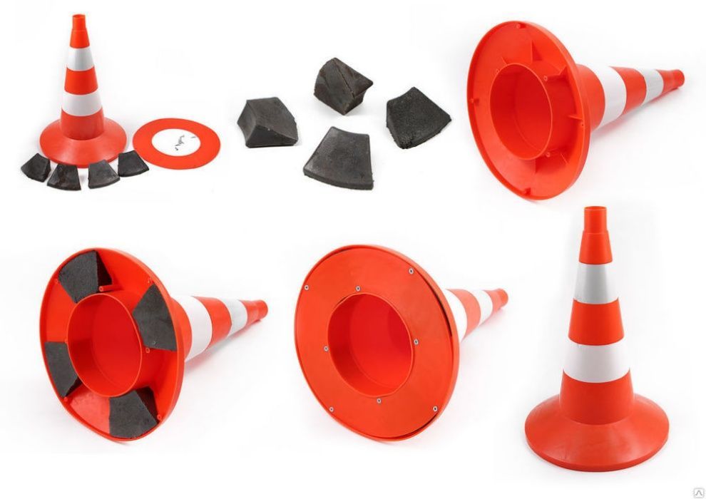 Дорожный сигнальный конус (ограждение). Мягкий пластик и прорезиновые.