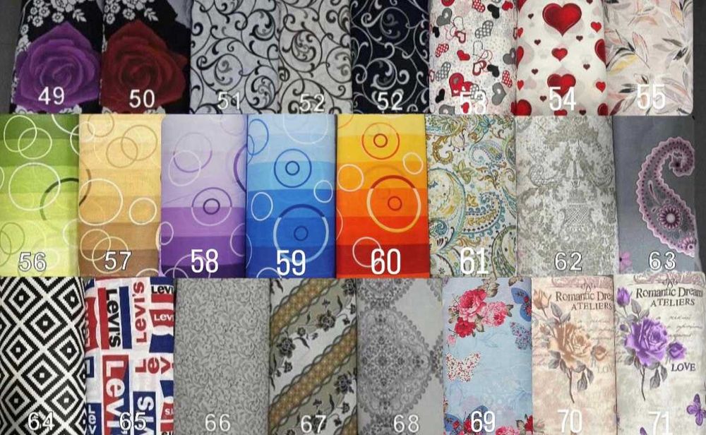 Платове за чаршафи 100% памук, ранфорс, тензух, бархет, американ, хасе