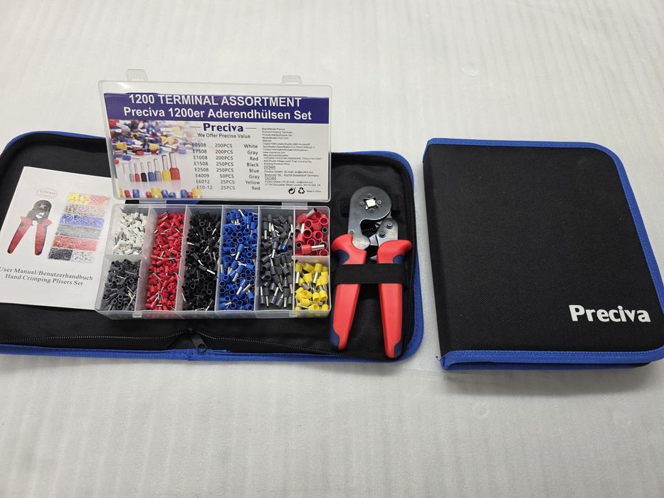 Комплект Preciva за кабелни накрайници (кримповка) с 1200 накрайника