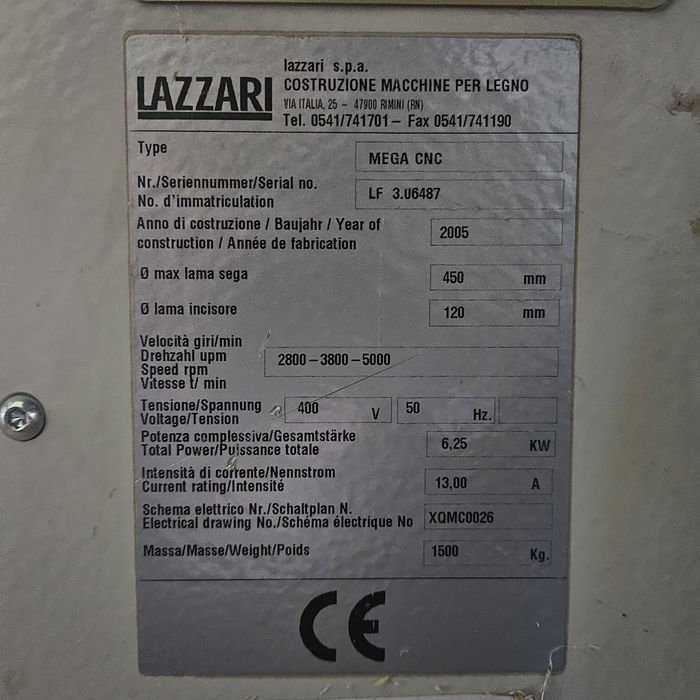 CNC Форматен циркуляр 3200 мм.по 4 оси LAZZARI Mega cnc год.2005