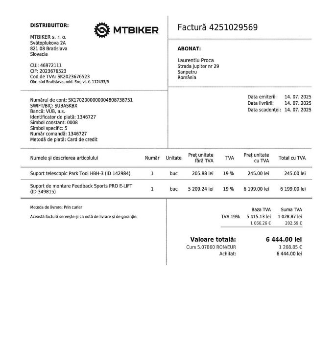 Suport electric, cric hidraulic, Feedback Sports PRO E- LIFT pentru bicicleta electrica