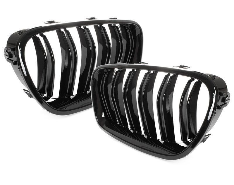 Set 2 Grile duble M compatibile cu BMW F10/F11 2010-17 negru lucios