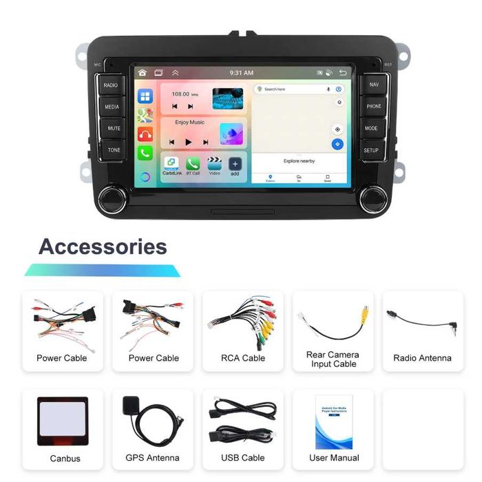 Navigatie Carplay 4GB Passat B6 B7 CC,Touran,Sharan,Octavia,Fabia,Leon