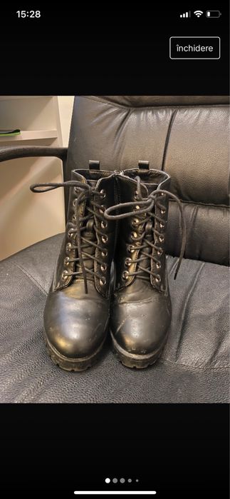 Black eco-leather boots with heels 36