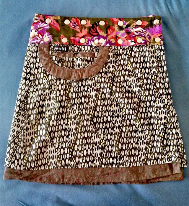 Fusta Moshiki bumbac doua fete petrecuta handmade fairtrade model unic