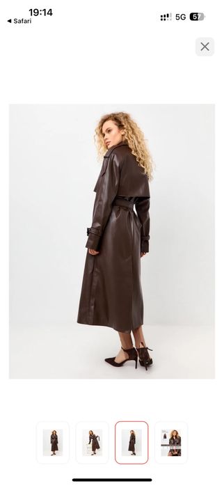 Плащ тренч кожаный с начесом