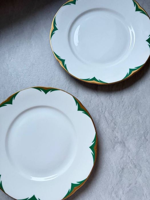 Set 2 farfurii porțelan de lux Kgl. priv. Tettau (Bavaria), anii 1946-1949, rar