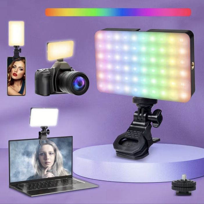 Свет для съемки на телефон и камеру, видеосвет портативный RGB