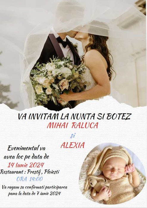 Invitatii nunta , botez , invitatie fizica si digitala