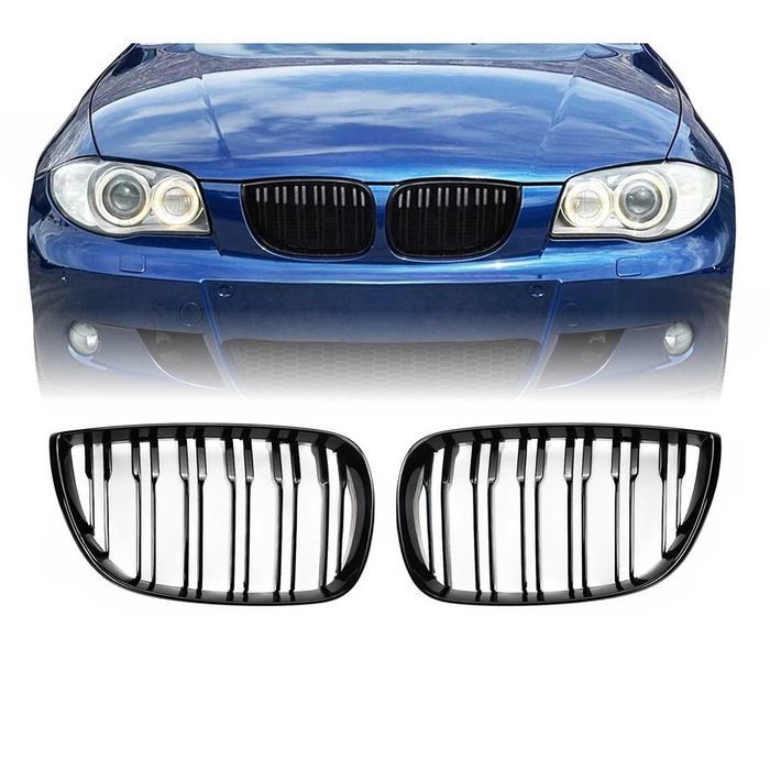 Grile duble BMW Seria 1 E87, E81 2004-2007 Negru Lucios
