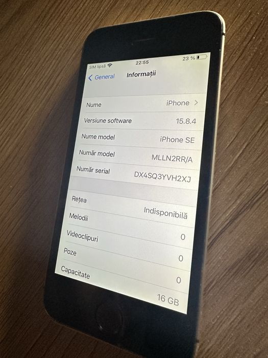 iPhone SE Space Gray 16GB A1723 / baterie originala 92%