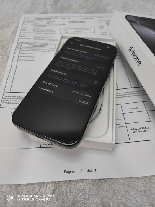iphone 16 pro, 127 cicluri de incarcare, 128gb
