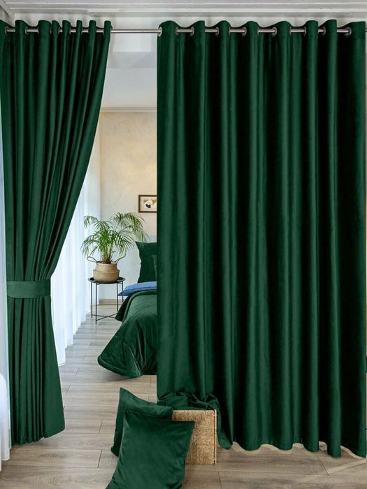 Шторы темно-зеленые практически новые