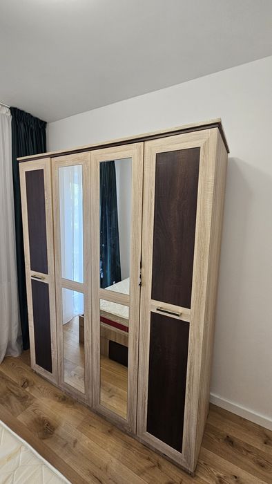 Mobilier dormitor: pat 160×200 + saltea + dulap 160×205 cm