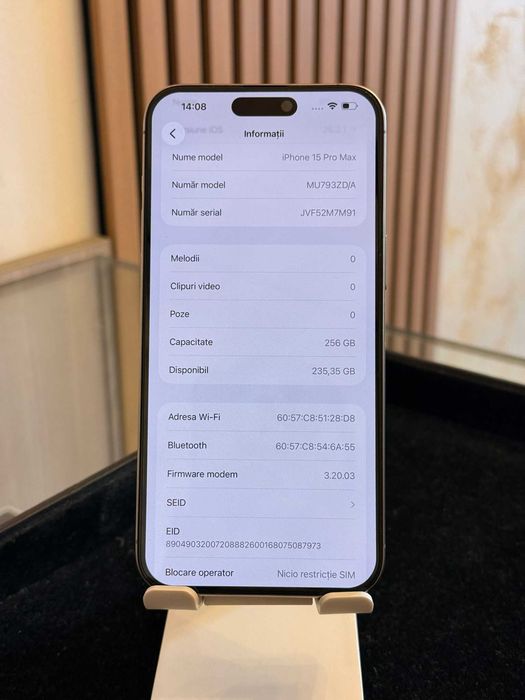 Iphone 15 Pro Max de 256Gb/87% baterie/IMPECABIL