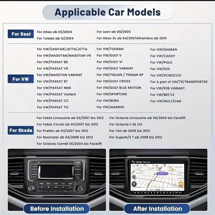 Мултимедия навигация 9″ Android 15, 4GB RAM, 64GB ROM за Volkswagen VW