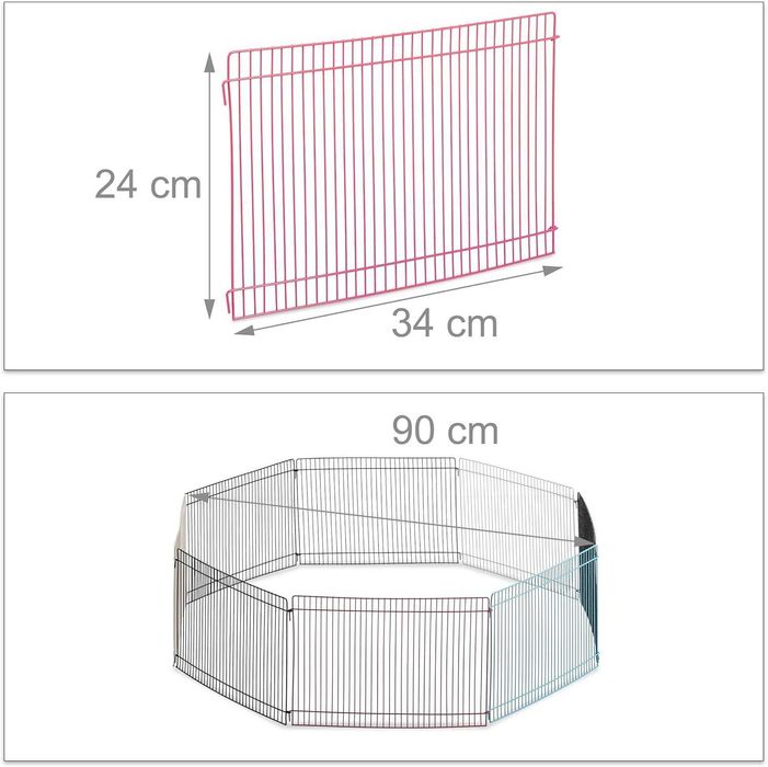 Tarc pentru animale mici de companie, 8 elemente, H 24 cm, Multicolor