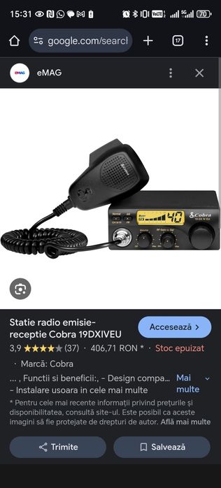 Vând statie CB emisie receptie cobra